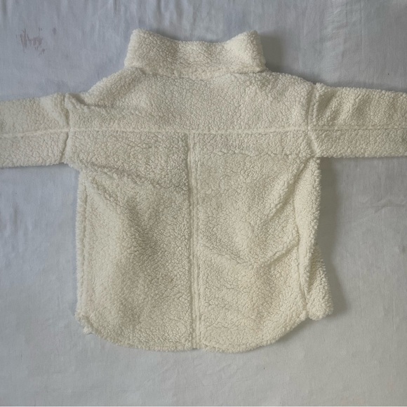 Fluffy Soft Off white Small Jacket Button Up With Collar for Woman - Picture 3 of 6